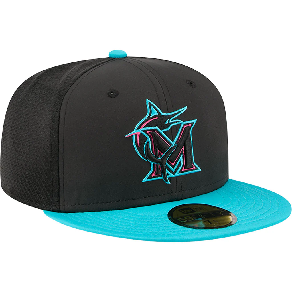 MLB Miami Marlins New Era City Connect Batting Practice 59FIFTY Fitted Hat - Black - Image 2