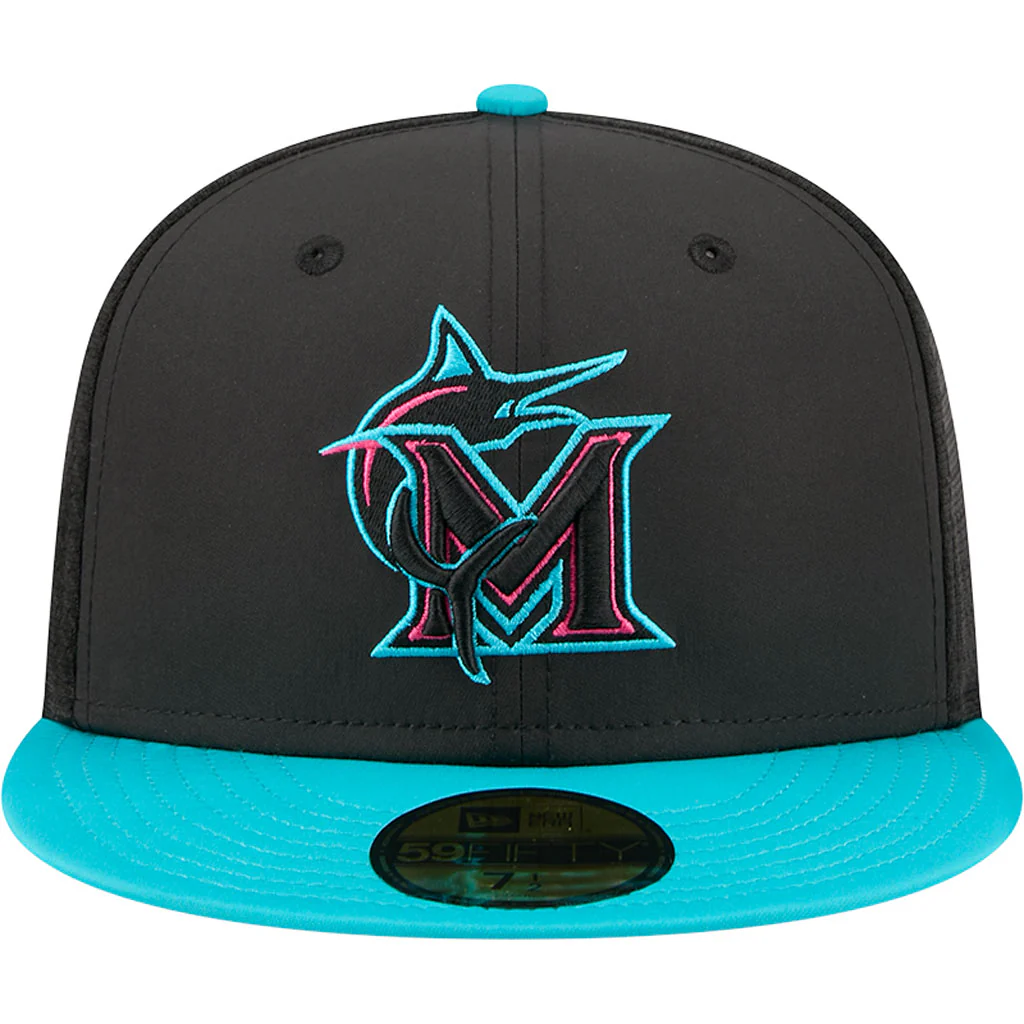 MLB Miami Marlins New Era City Connect Batting Practice 59FIFTY Fitted Hat - Black - Image 3