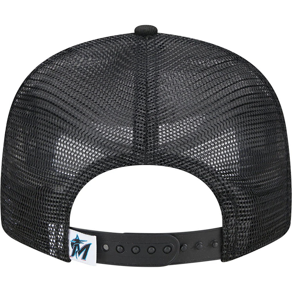 MLB Miami Marlins New Era OTC Trucker 9FIFTY Snapback Hat - Black - Image 6