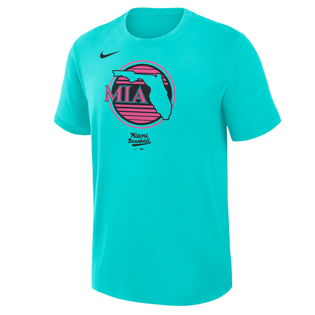 MLB Miami Marlins Nike 2025 City Connect Novelty Slub T-Shirt - Teal - Image 2