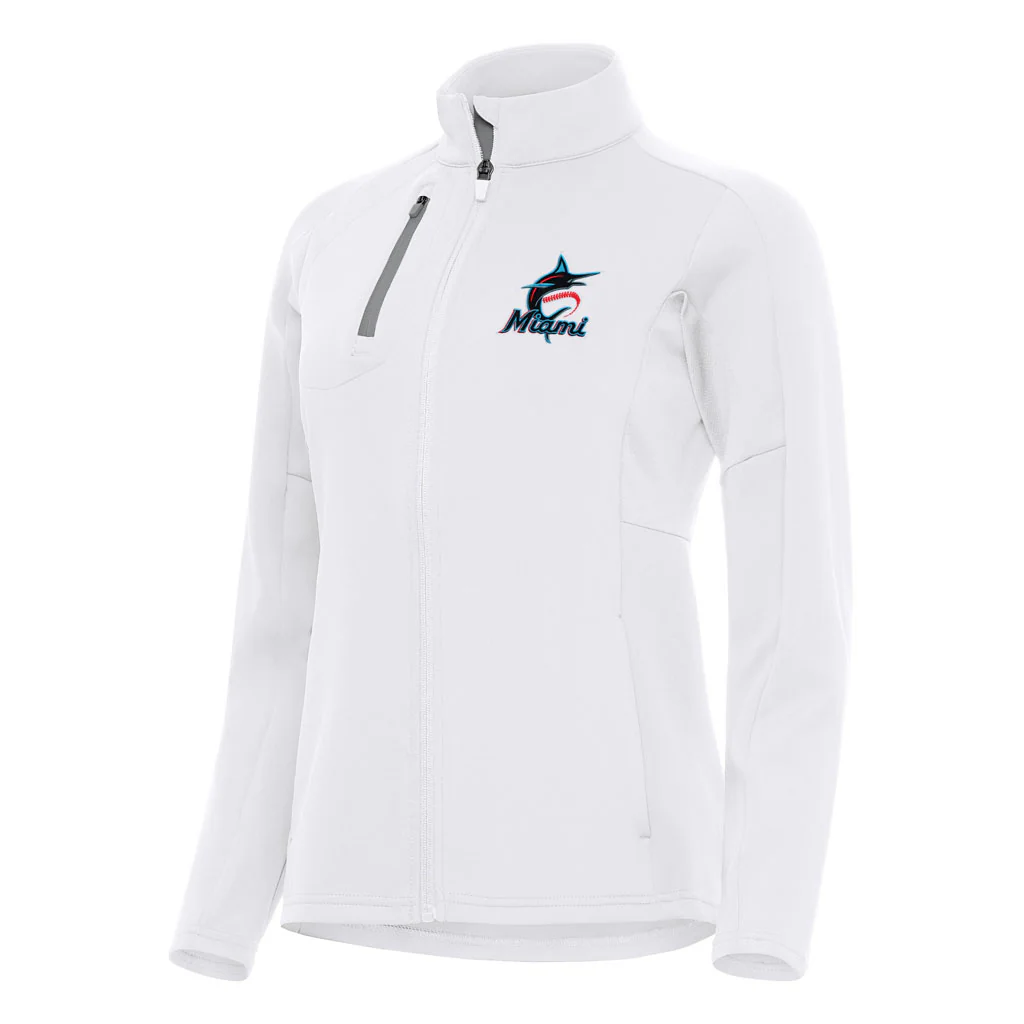 MLB Miami Marlins Women's Antigua Generation Full Zip Jacket - White
