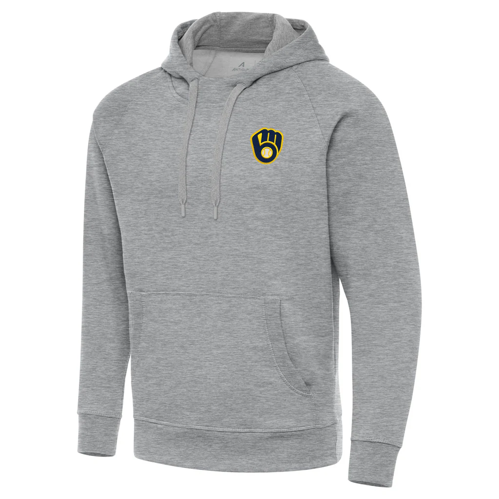 MLB Milwaukee Brewers Antigua Victory Pullover Hoodie - Heather gray