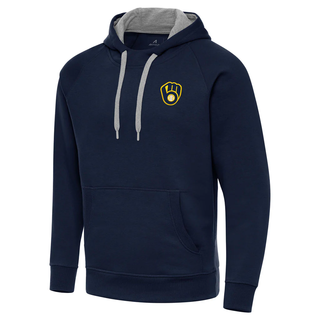 MLB Milwaukee Brewers Antigua Victory Pullover Hoodie - Navy