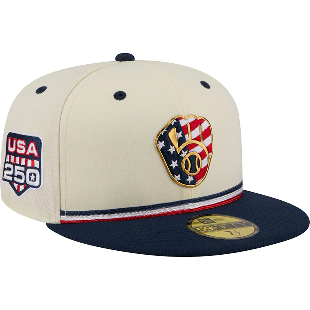 MLB Milwaukee Brewers New Era 2026 4th of July 59FIFTY Fitted Hat - Cream - Image 2