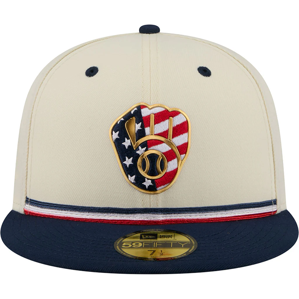MLB Milwaukee Brewers New Era 2026 4th of July 59FIFTY Fitted Hat - Cream - Image 3