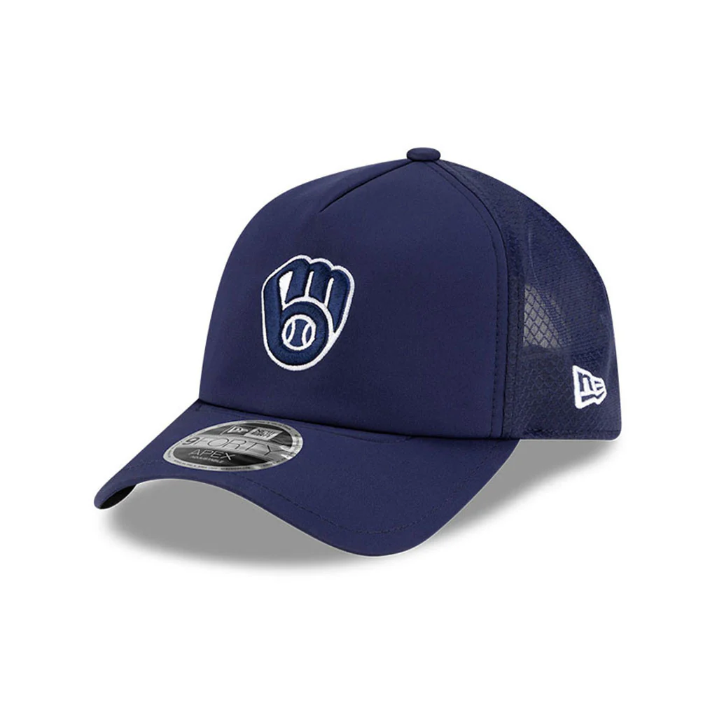 MLB Milwaukee Brewers New Era Batting Practice Apex 9FORTY Snapback Hat - Blue