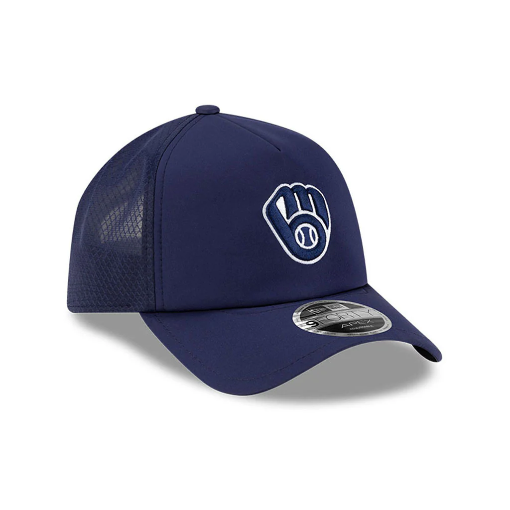 MLB Milwaukee Brewers New Era Batting Practice Apex 9FORTY Snapback Hat - Blue - Image 2