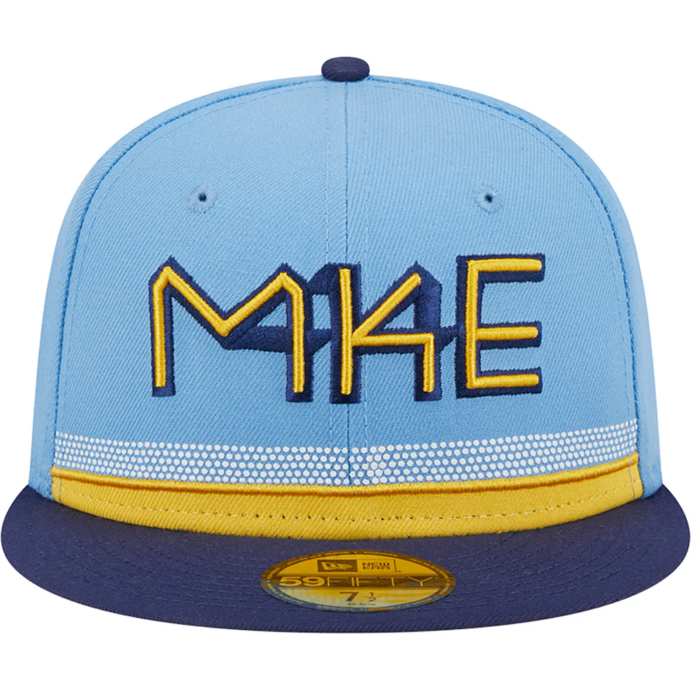 MLB Milwaukee Brewers New Era City Connect Alternate 59FIFTY Fitted Hat - Blue - Image 3