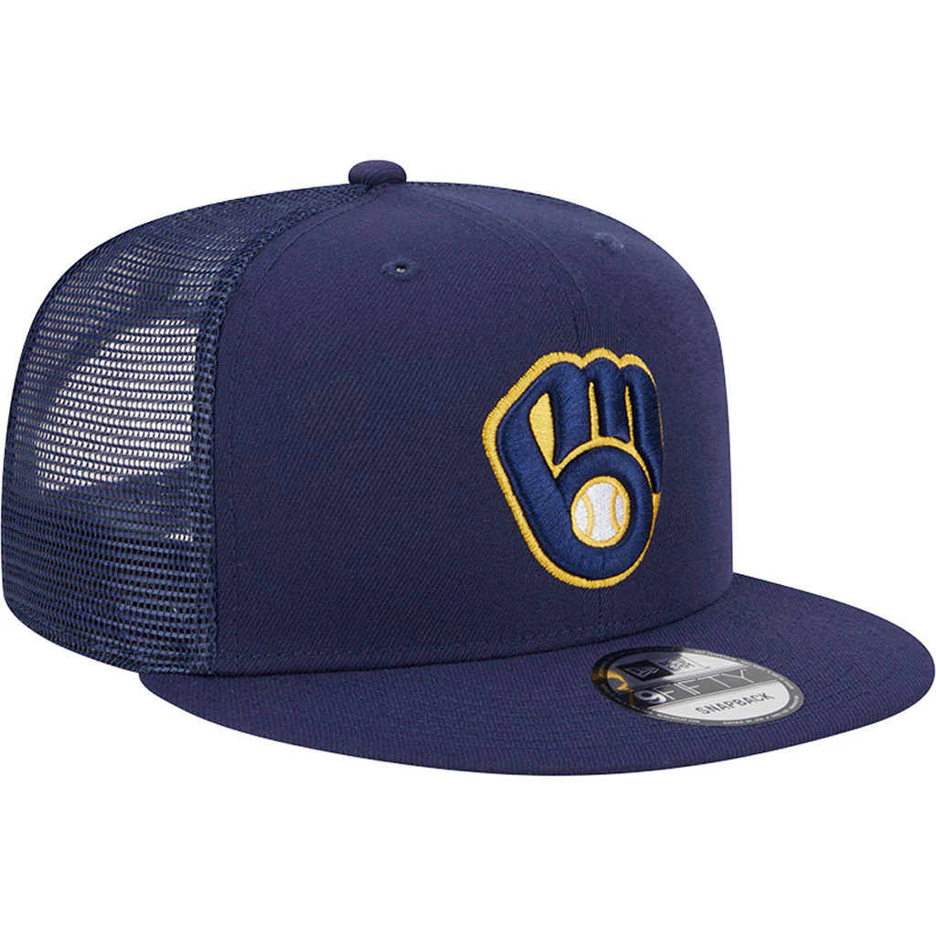 MLB Milwaukee Brewers New Era OTC Trucker 9FIFTY Snapback Hat - Navy - Image 2