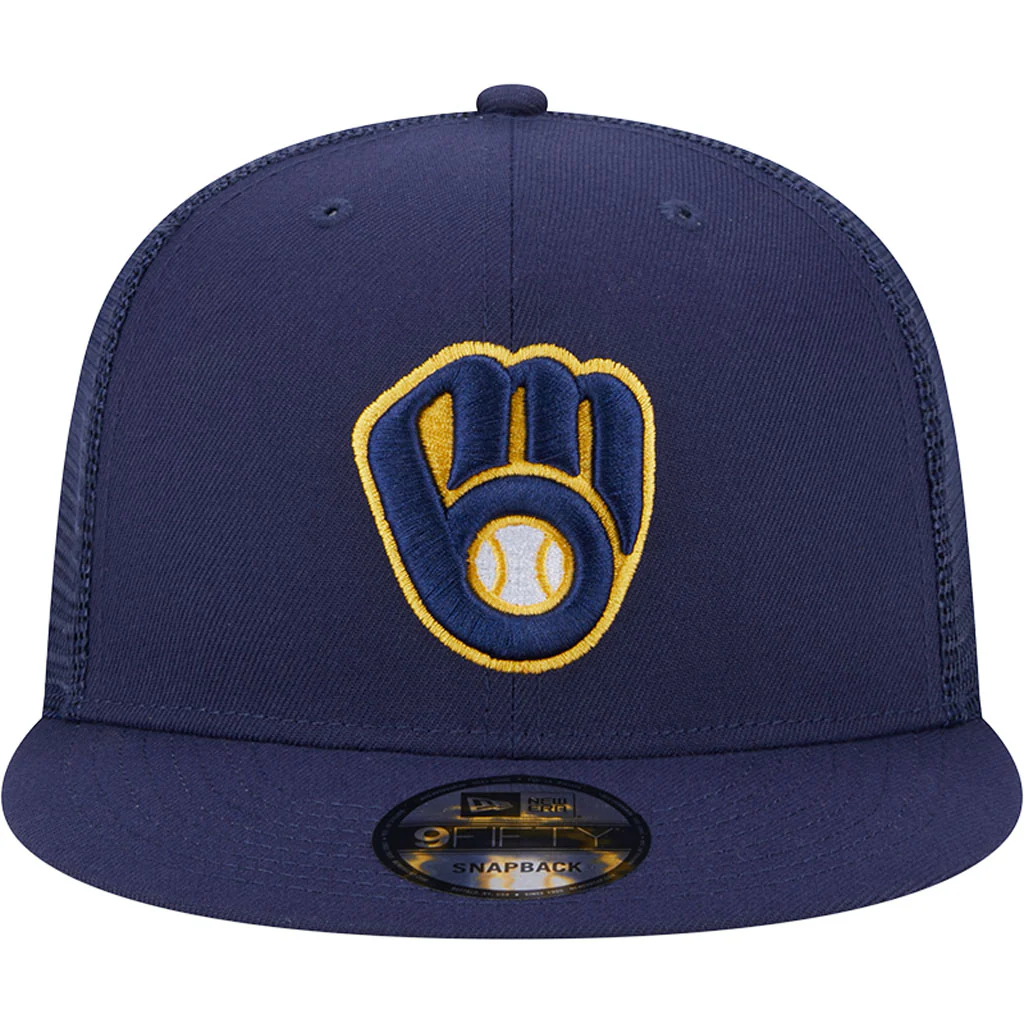 MLB Milwaukee Brewers New Era OTC Trucker 9FIFTY Snapback Hat - Navy - Image 3