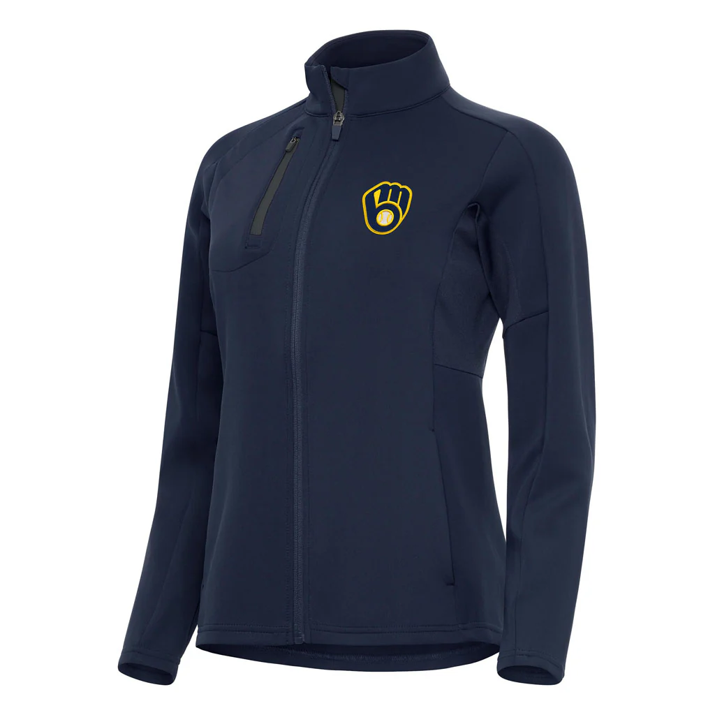 MLB Milwaukee Brewers Women's Antigua Generation Full Zip Jacket - Navy
