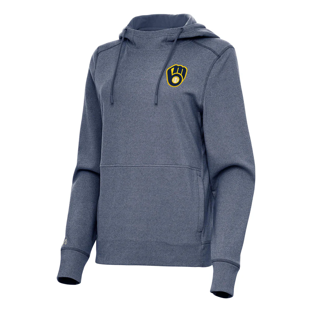 MLB Milwaukee Brewers Women's Antigua Justice Pullover Hoodie - Navy
