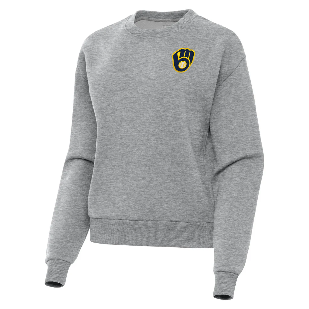 MLB Milwaukee Brewers Women's Antigua Victory Crewneck Sweater - Heather gray