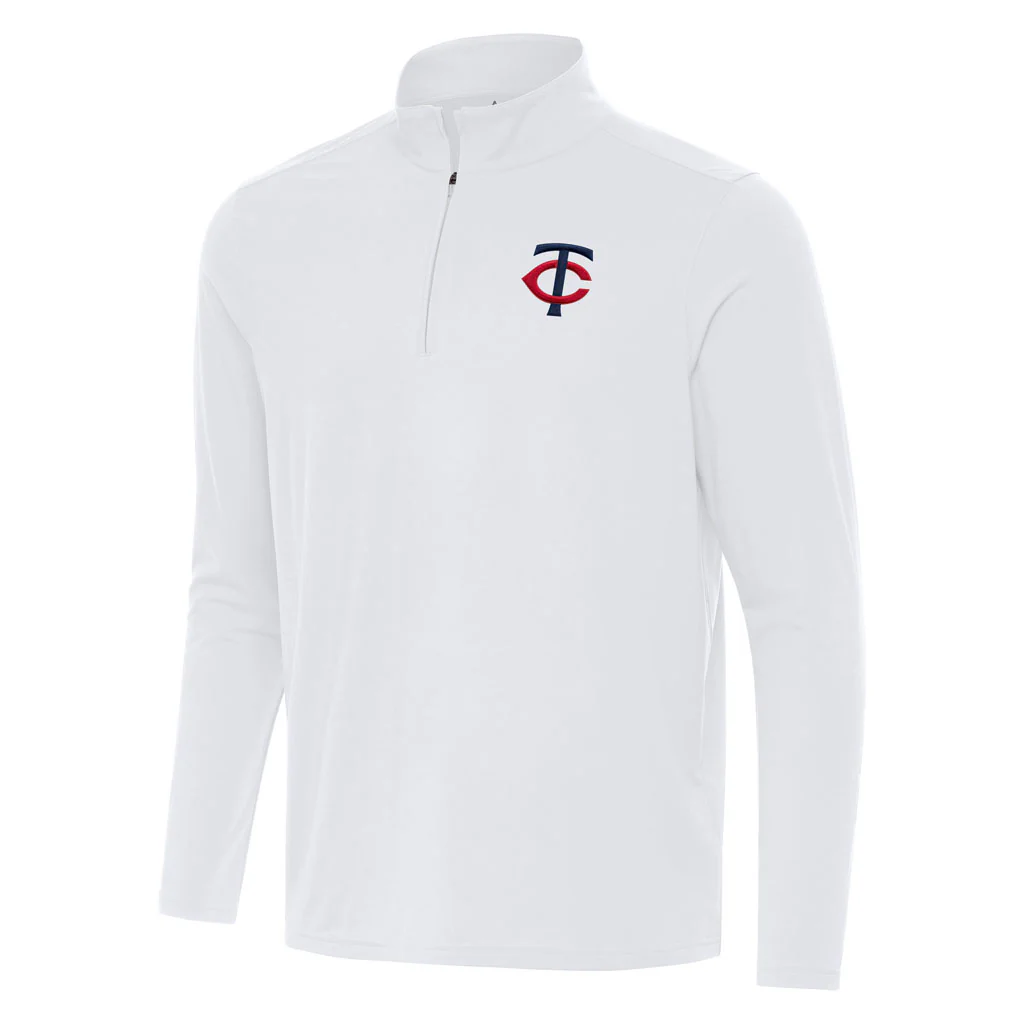 MLB Minnesota Twins Antigua Intent 1/4 Zip Pullover Jacket - White
