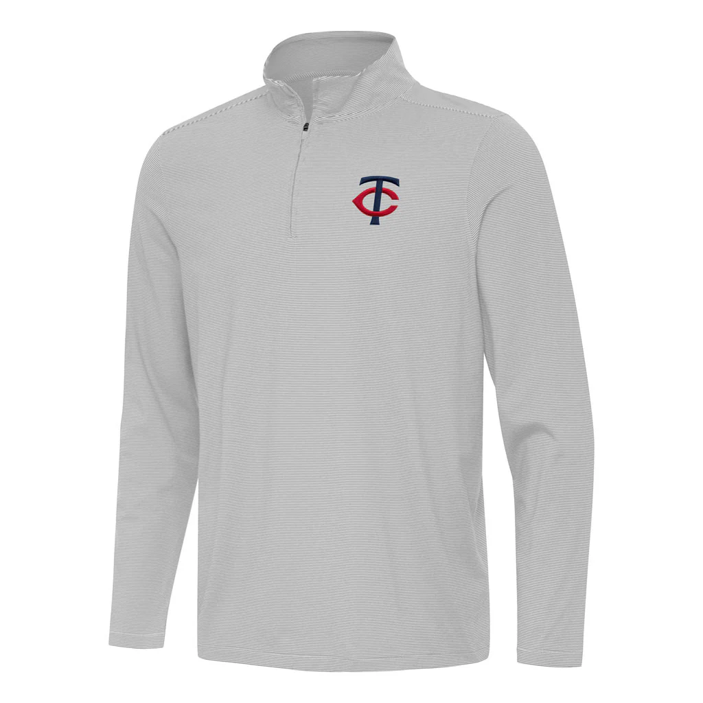 MLB Minnesota Twins Antigua Twine 1/4 Zip Pullover Jacket - Gray