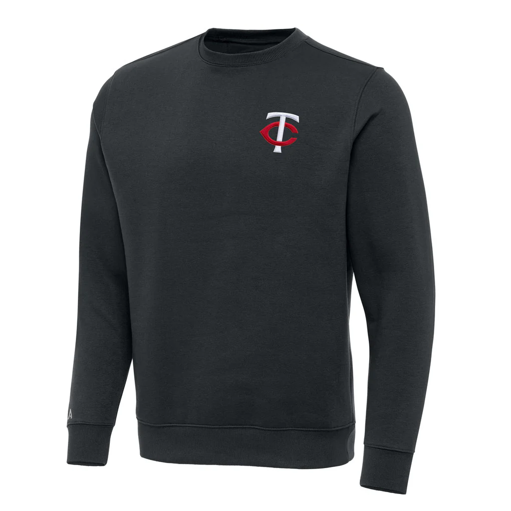 MLB Minnesota Twins Antigua Victory Crewneck Sweater - Charcoal