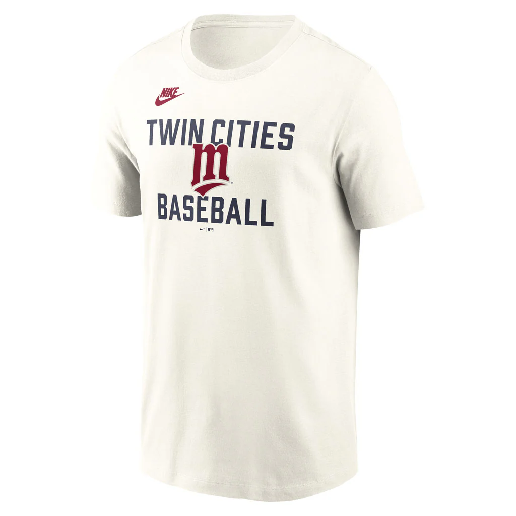 MLB Minnesota Twins Nike Coop 70's Cotton T-Shirt - Cream - Image 2