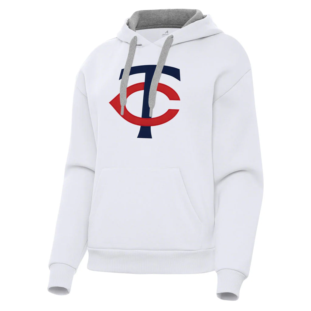 MLB Minnesota Twins Women's Antigua Full Front Victory Pullover Hoodie - White