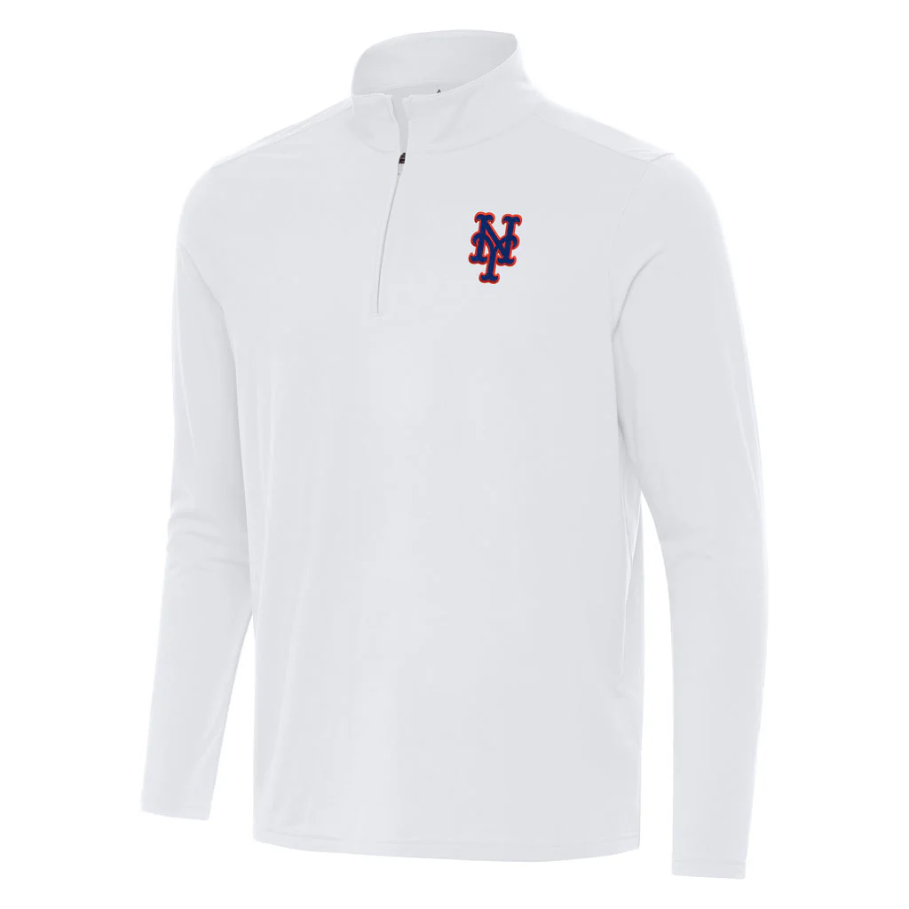MLB New York Mets Antigua Intent 1/4 Zip Pullover Jacket - White
