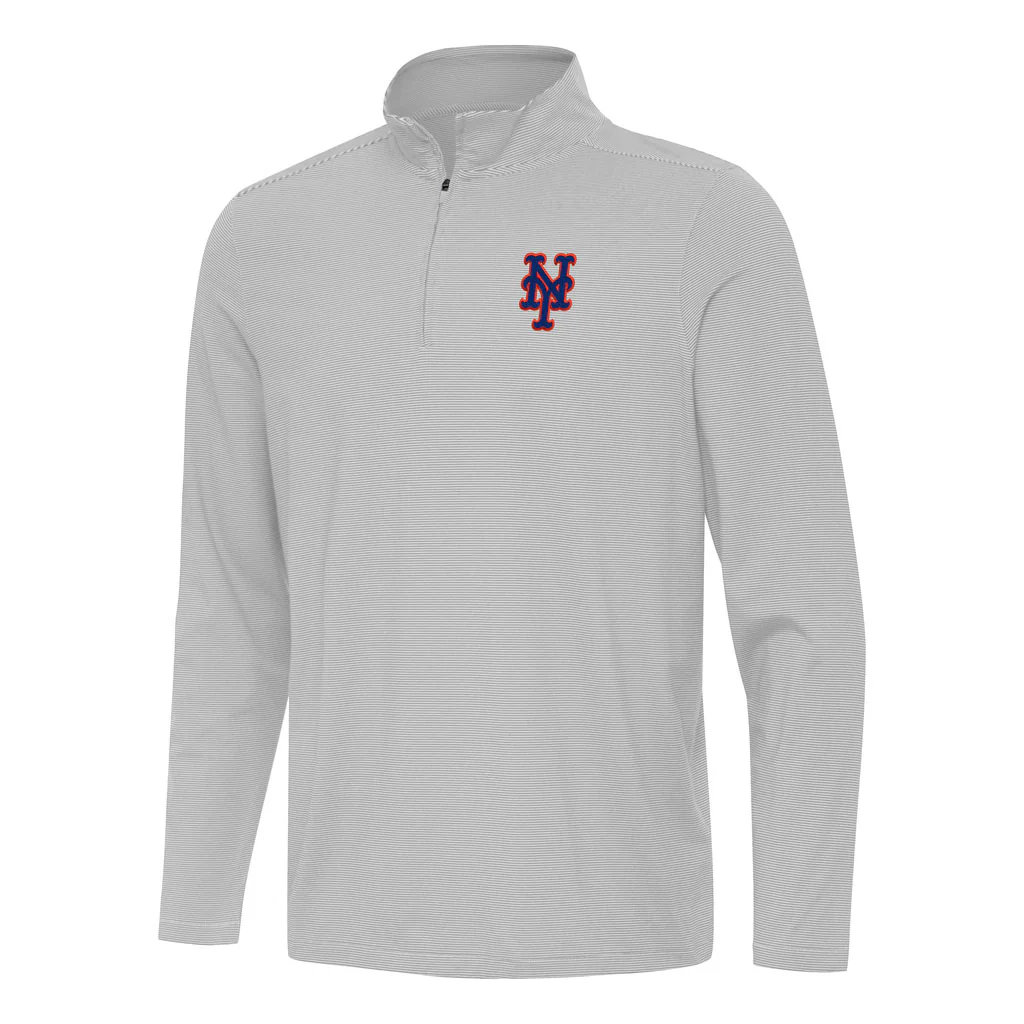 MLB New York Mets Antigua Twine 1/4 Zip Pullover Jacket - Gray