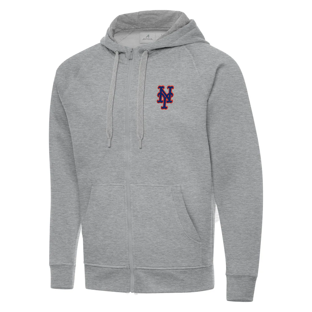 MLB New York Mets Antigua Victory Full Zip Hoodie - Heather gray