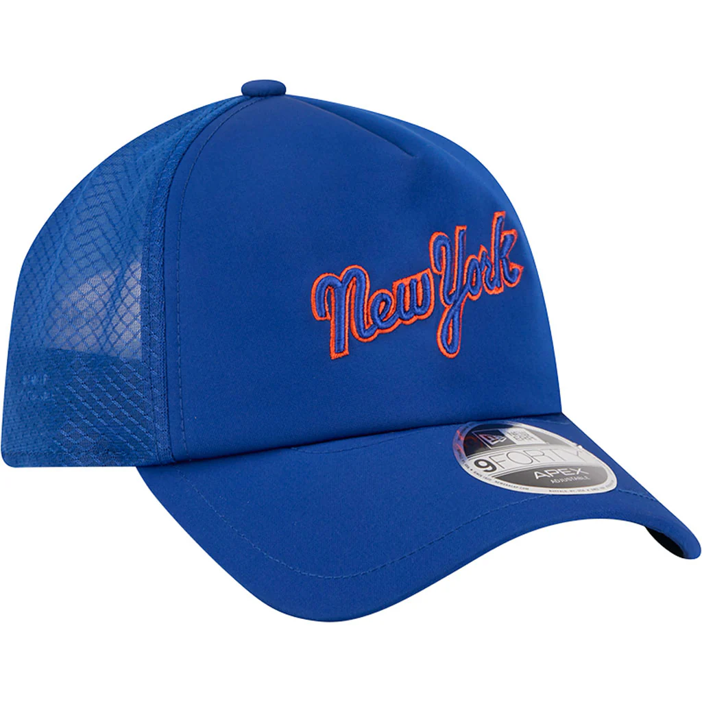 MLB New York Mets New Era Batting Practice Apex 9FORTY Snapback Hat - Blue - Image 2