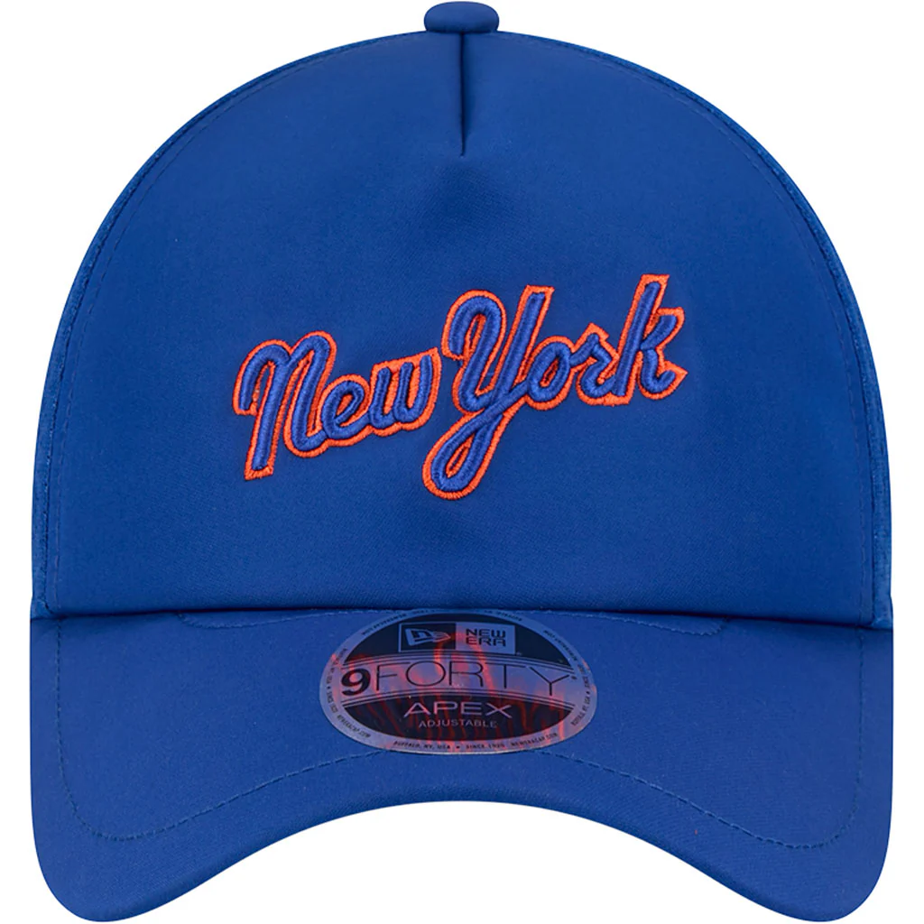 MLB New York Mets New Era Batting Practice Apex 9FORTY Snapback Hat - Blue - Image 3