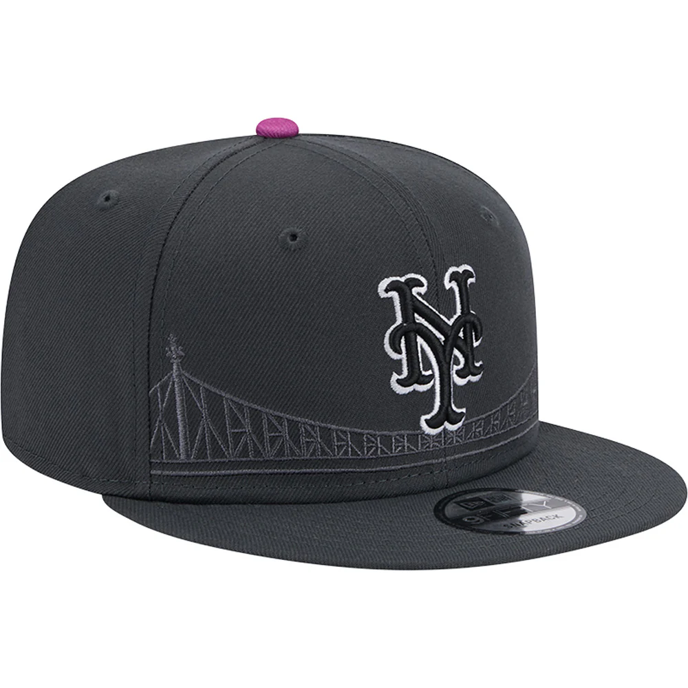 MLB New York Mets New Era City Connect 9FIFTY Snapback Hat - Graphite - Image 2
