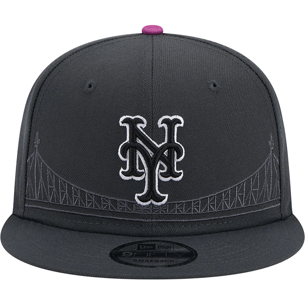 MLB New York Mets New Era City Connect 9FIFTY Snapback Hat - Graphite - Image 3