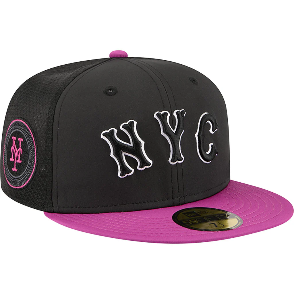 MLB New York Mets New Era City Connect Batting Practice 59FIFTY Fitted Hat - Black - Image 2