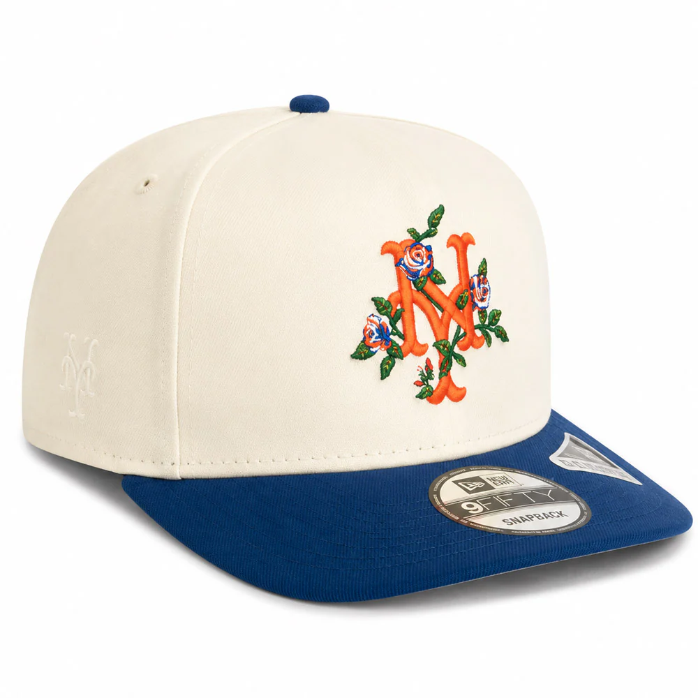 MLB New York Mets New Era Two-Tone Summer Flower 9FIFTY A-Frame Snapback Hat - Cream