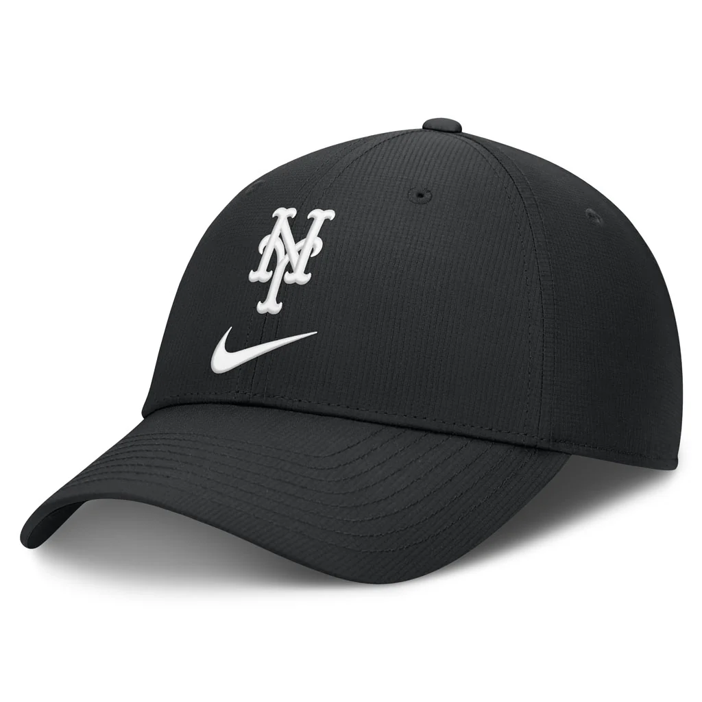 MLB New York Mets Nike Black & White Ripstop Structured Adjustable Hat - Black