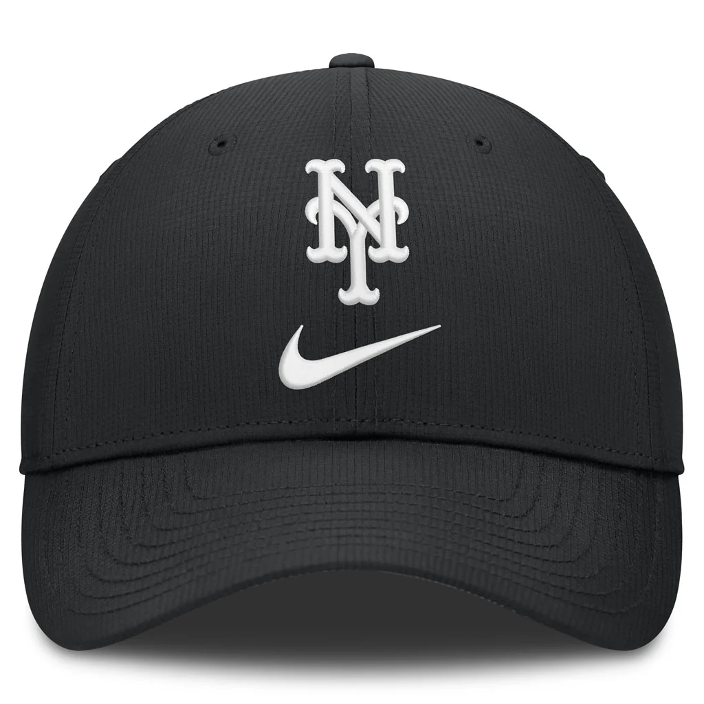 MLB New York Mets Nike Black & White Ripstop Structured Adjustable Hat - Black - Image 2