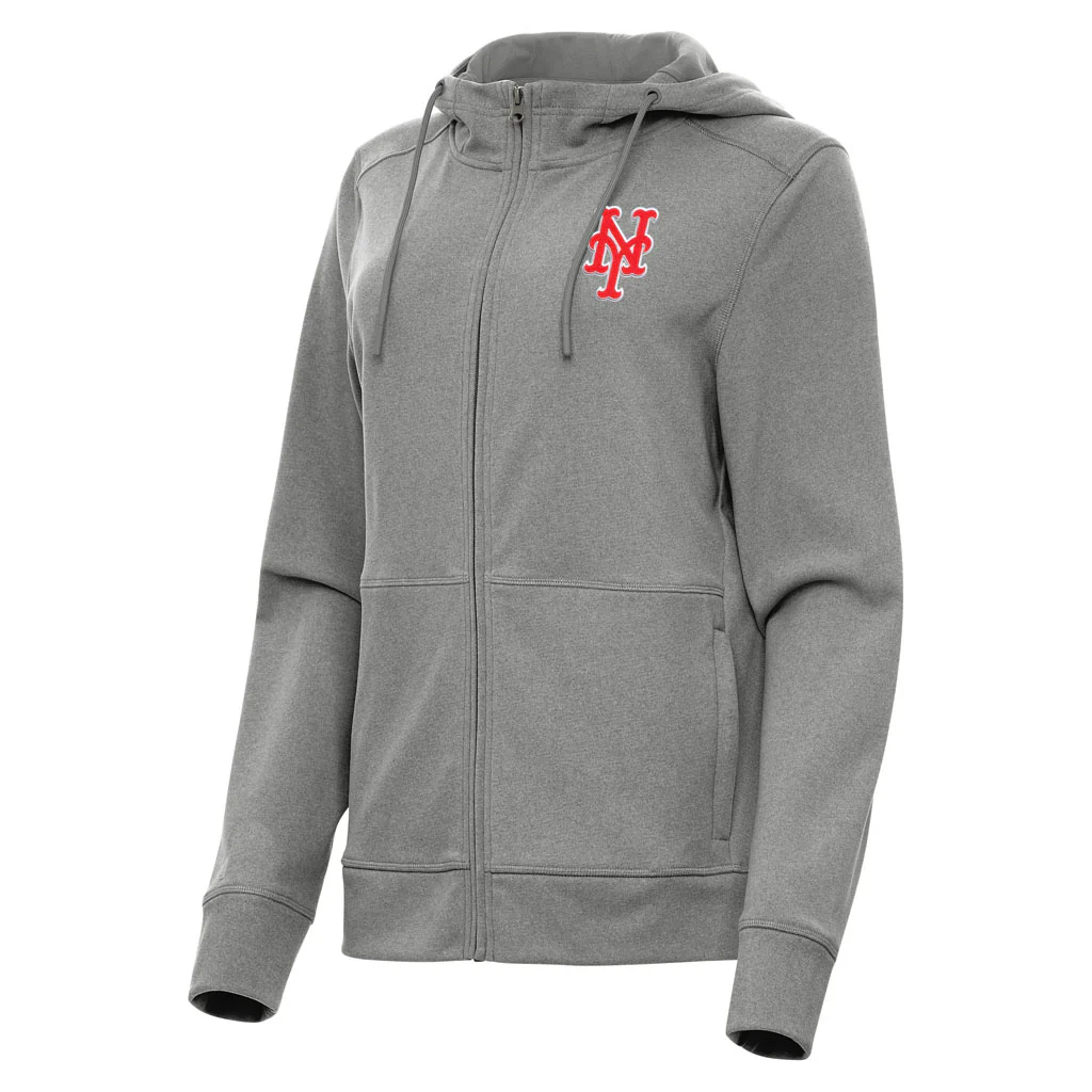 MLB New York Mets Women's Antigua Seeker Full Zip Hoodie - Heather black