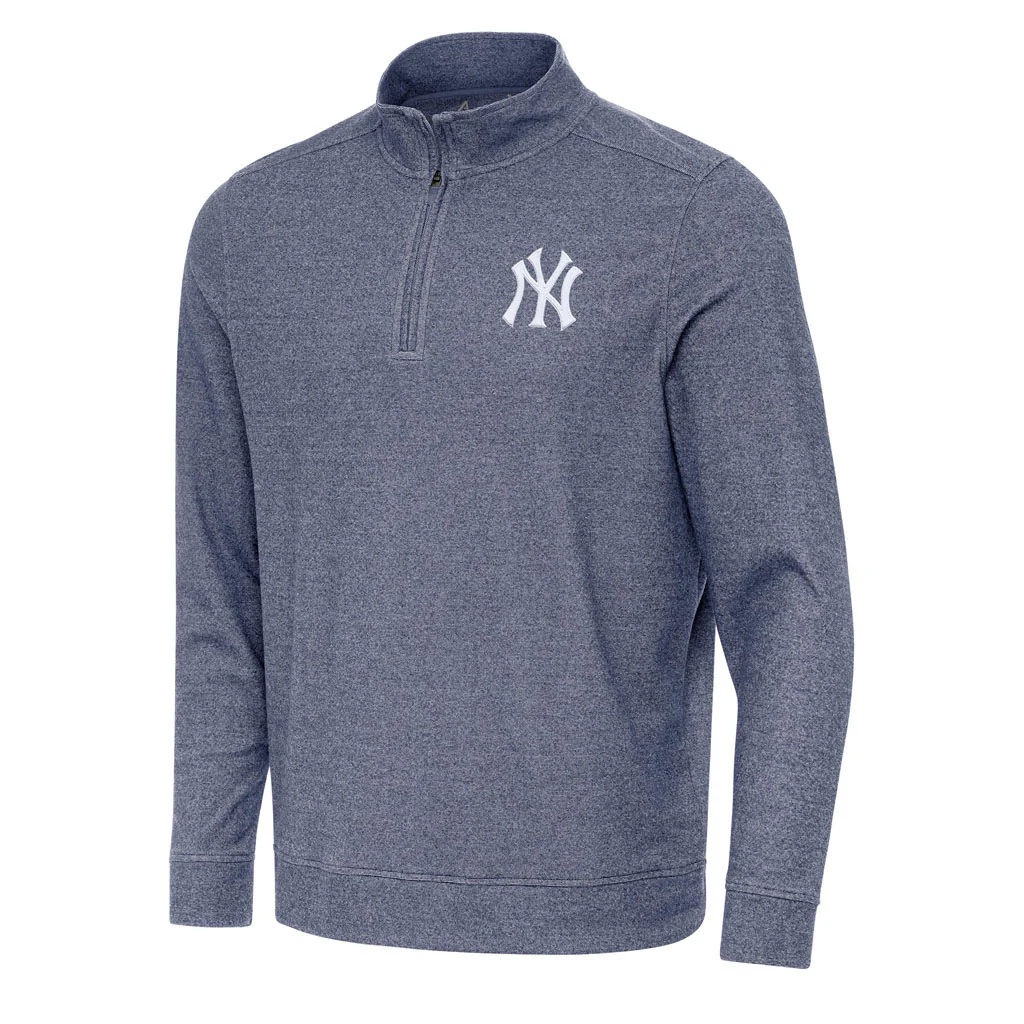 MLB New York Yankees Antigua Subtle 1/4 Zip Pullover Jacket - Navy