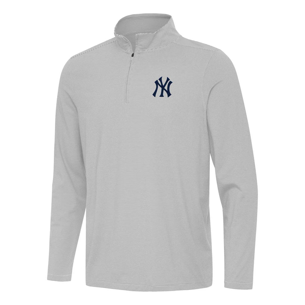 MLB New York Yankees Antigua Twine 1/4 Zip Pullover Jacket - Gray
