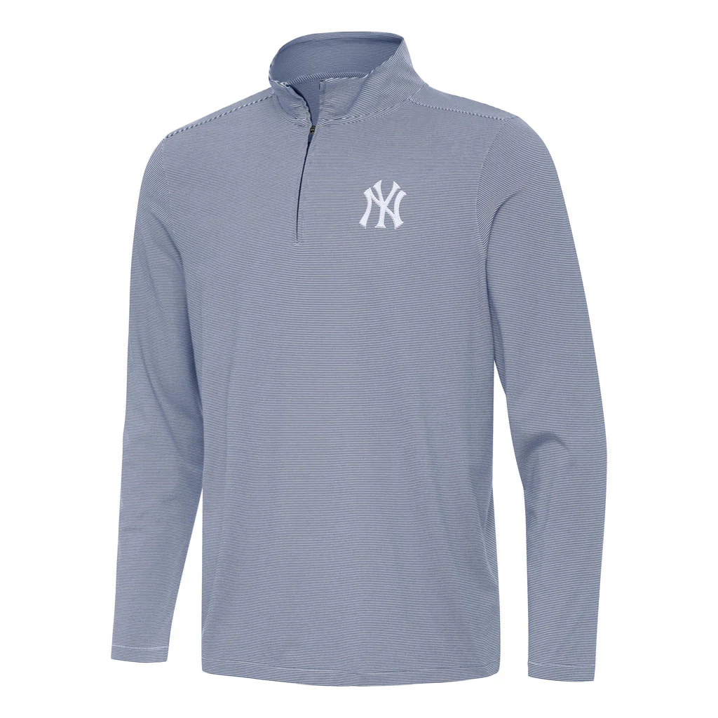 MLB New York Yankees Antigua Twine 1/4 Zip Pullover Jacket - Navy