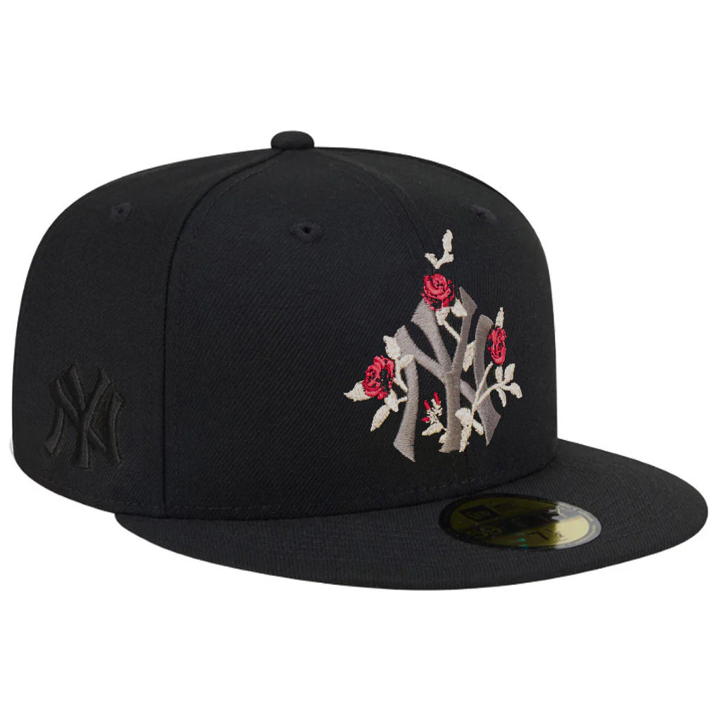 MLB New York Yankees New Era Black Roses 59FIFTY Fitted Hat - Black - Image 2