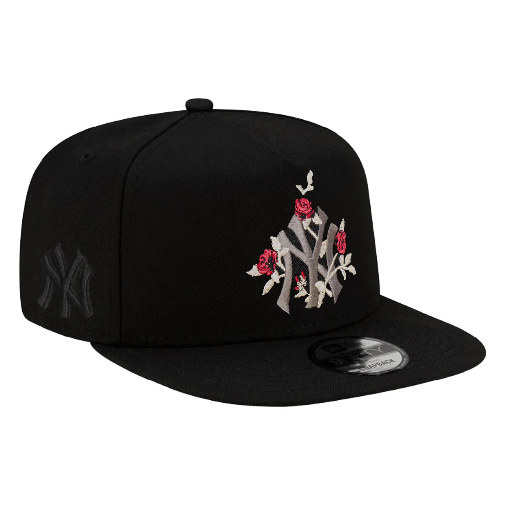MLB New York Yankees New Era Black Roses 9FIFTY A-Frame Snapback Hat - Black - Image 2