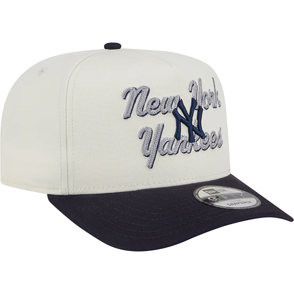 MLB New York Yankees New Era Chainstitch Two-Tone 9FIFTY A-Frame Snapback Hat - Cream - Image 2