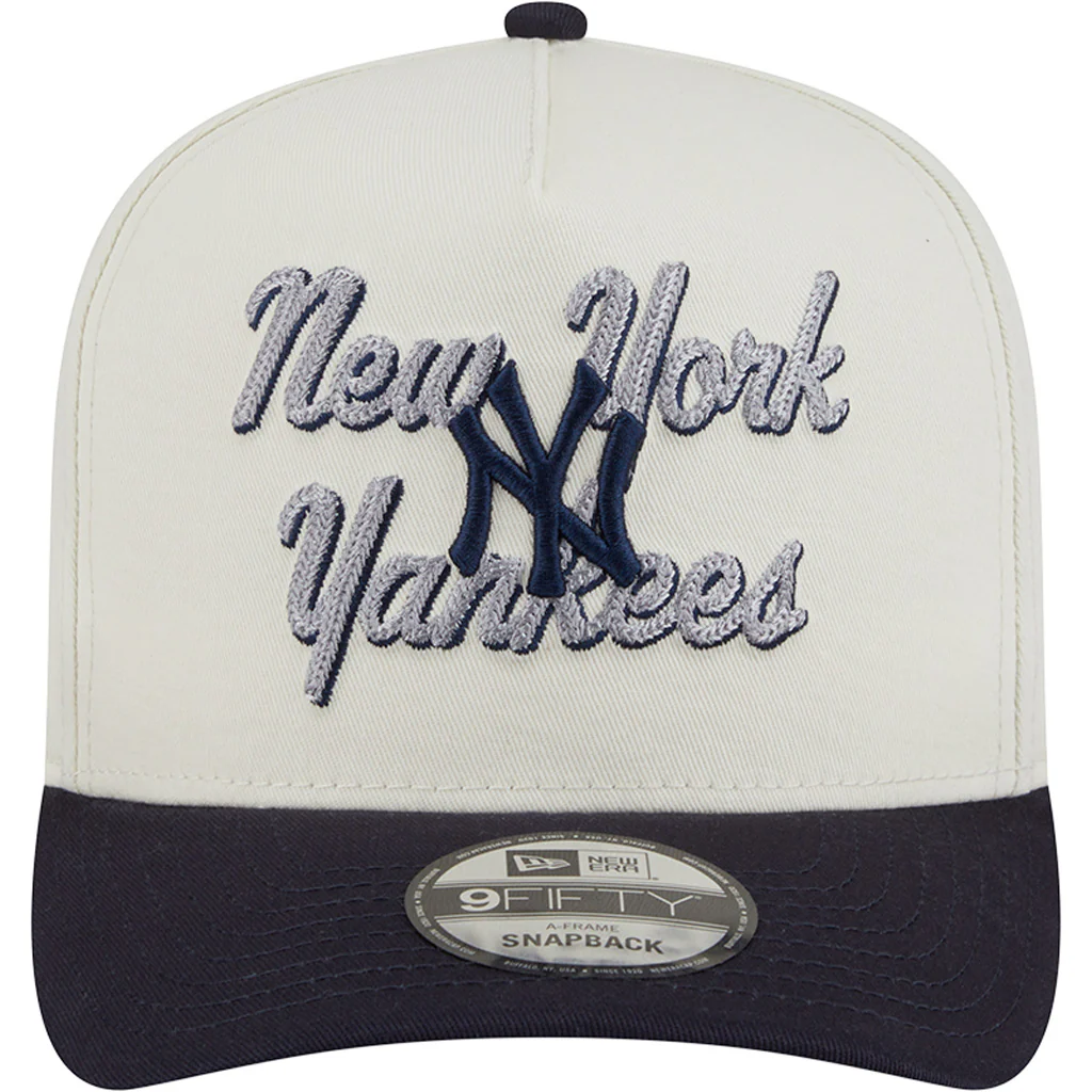 MLB New York Yankees New Era Chainstitch Two-Tone 9FIFTY A-Frame Snapback Hat - Cream - Image 3