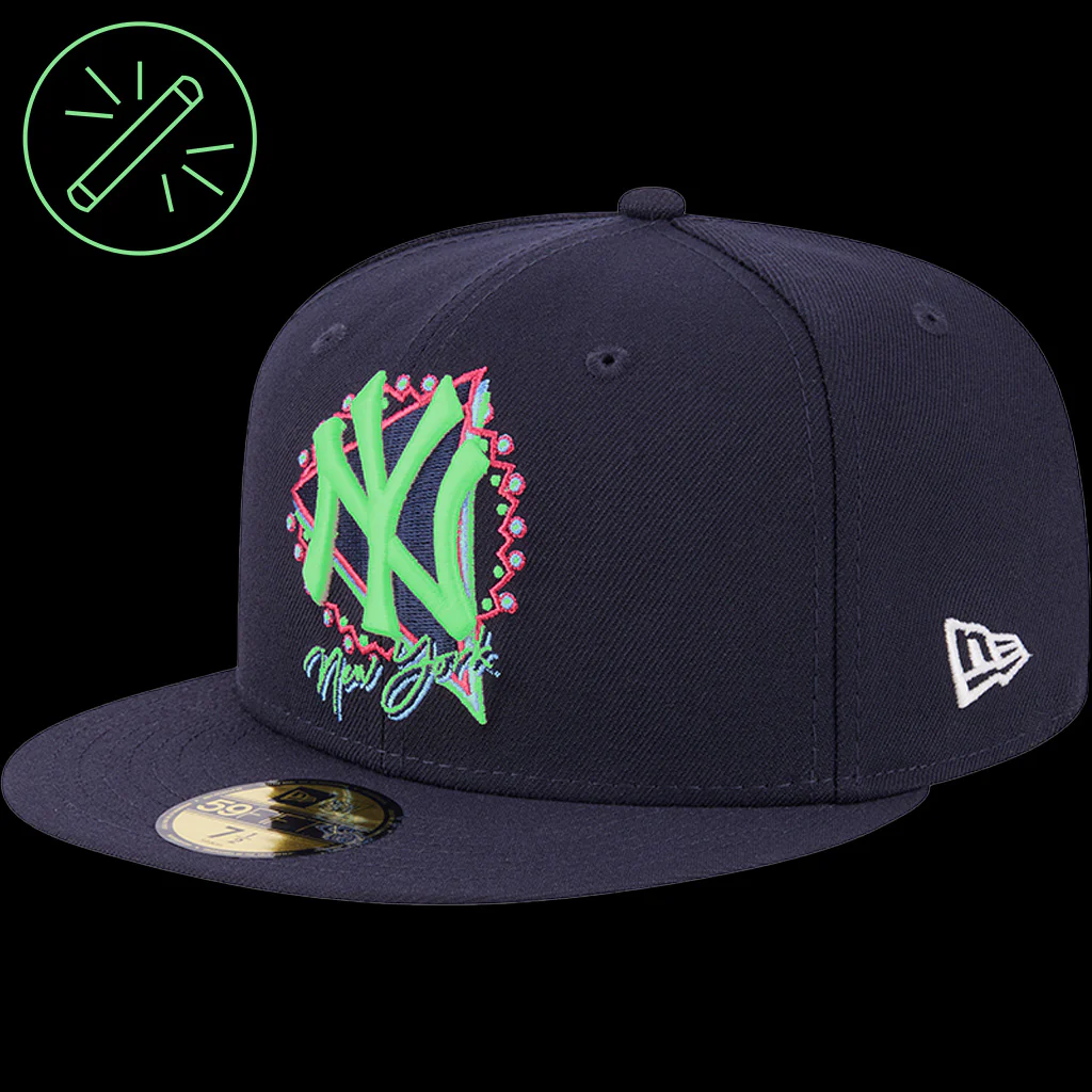 MLB New York Yankees New Era Neon 59FIFTY Fitted Hat - Navy - Image 6