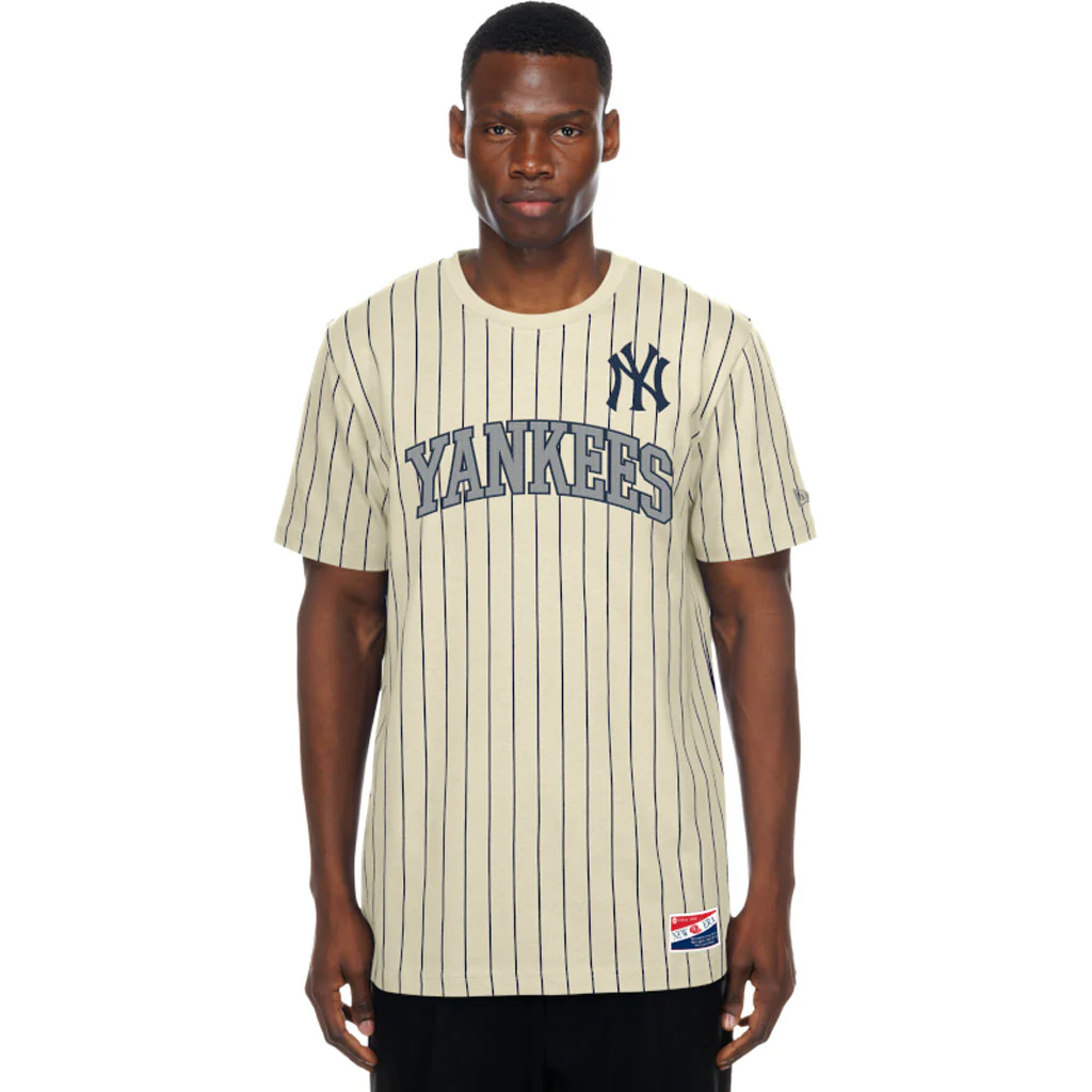 MLB New York Yankees New Era Pinstripe Jersey T-Shirt - Cream - Image 3