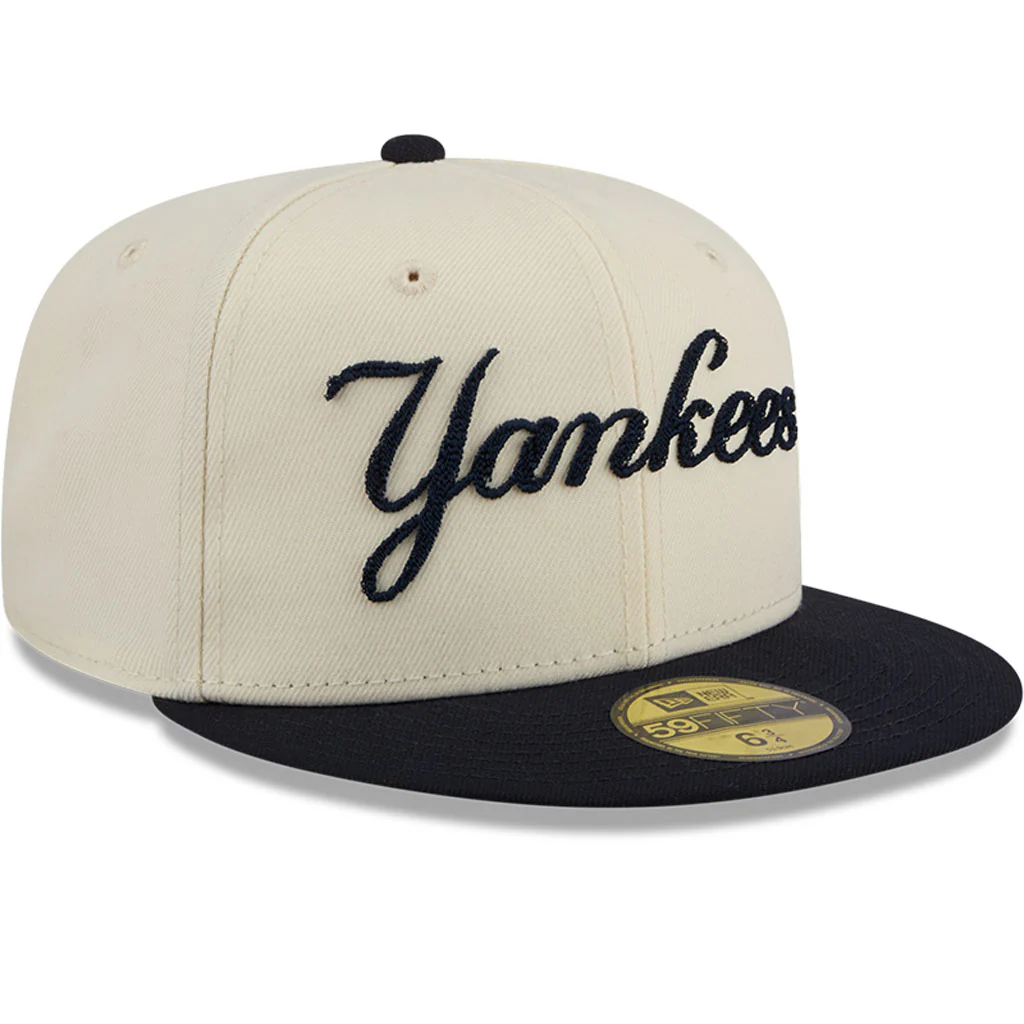 MLB New York Yankees New Era Two-Tone Stitch 59FIFTY Fitted Hat - Cream - Image 2