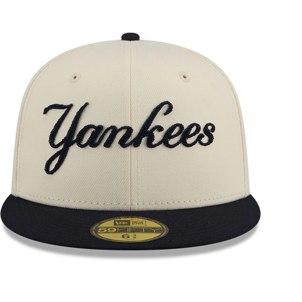 MLB New York Yankees New Era Two-Tone Stitch 59FIFTY Fitted Hat - Cream - Image 3