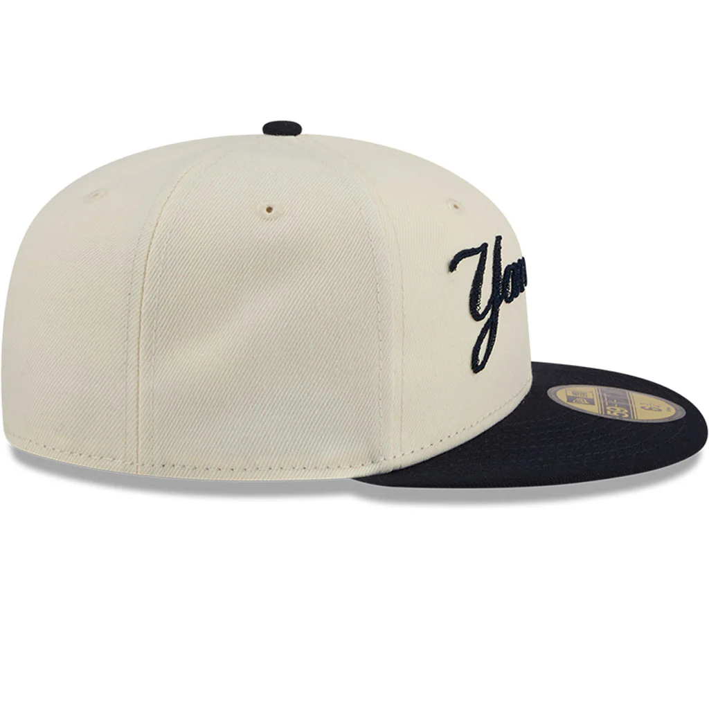 MLB New York Yankees New Era Two-Tone Stitch 59FIFTY Fitted Hat - Cream - Image 5