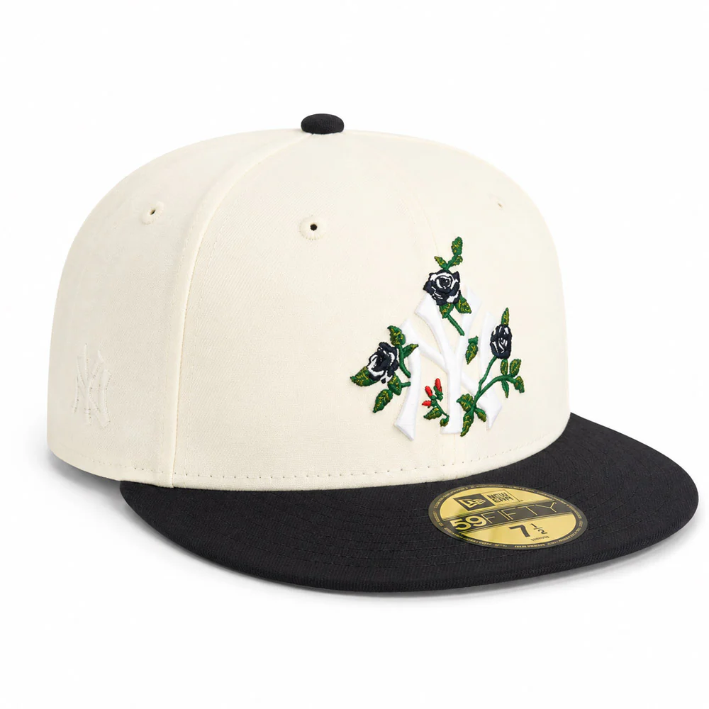 MLB New York Yankees New Era Two-Tone Summer Flower 59FIFTY Fitted Hat - Cream