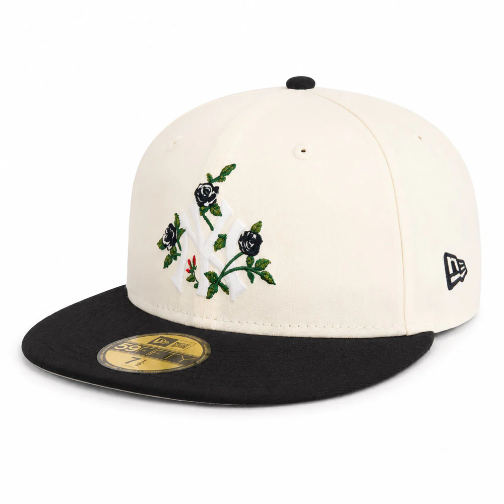 MLB New York Yankees New Era Two-Tone Summer Flower 59FIFTY Fitted Hat - Cream - Image 2