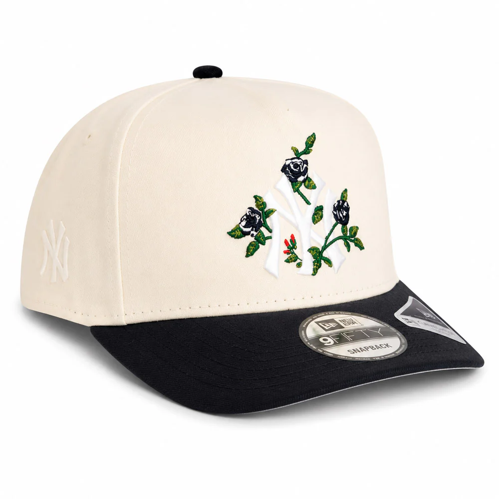 MLB New York Yankees New Era Two-Tone Summer Flower 9FIFTY A-Frame Snapback Hat - Cream