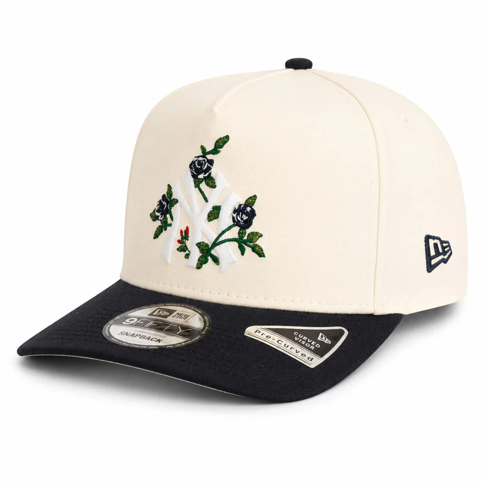 MLB New York Yankees New Era Two-Tone Summer Flower 9FIFTY A-Frame Snapback Hat - Cream - Image 2